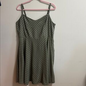 Old Navy Olive Skater Dress with White Dots